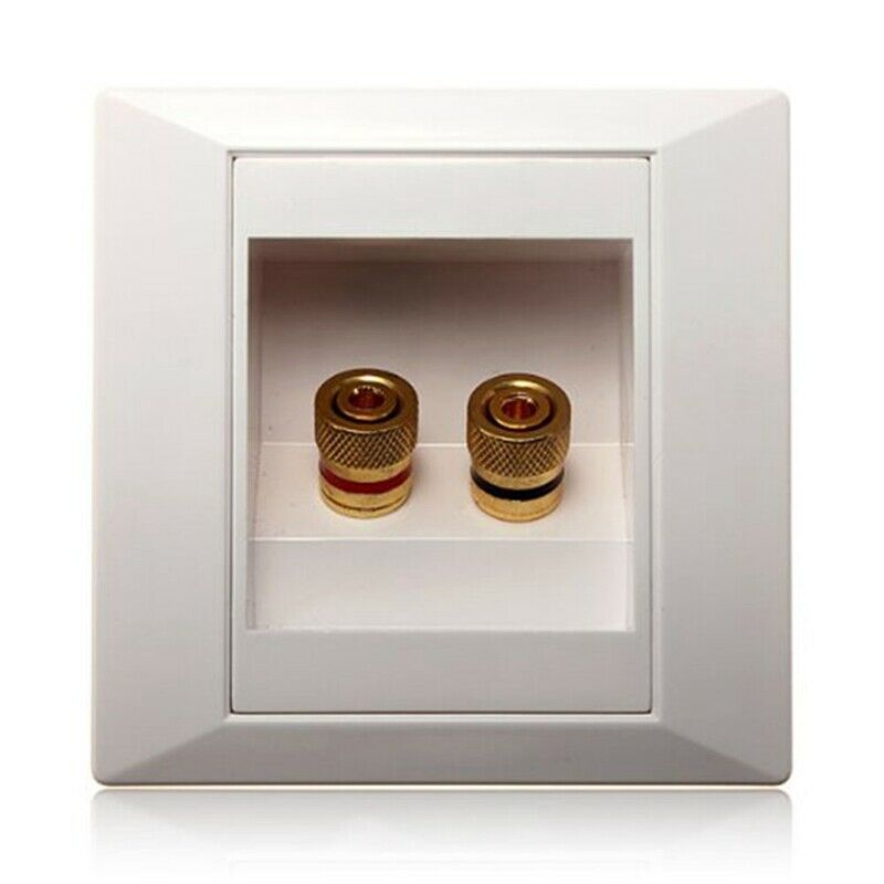SODIAL(R)Wall Socket Connection Port with 2 Jack Speaker White R5N8