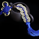 Wealth Success 5 Copper China Coin Knot Blue Rope Feng Shui Lucky Car Decor H8D2