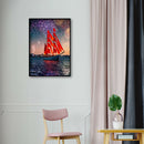 Red Sailboat 5D DIY Full Round Drill Diamond Painting Mosaic Handmade Craft