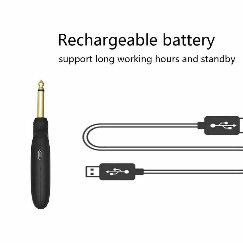 Guitar WIRELESS System Transmitter Receiver rechargeable BASS UHF Rechargeable