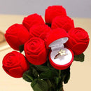 Rose Flower Flocking Ring Box Holder Wedding Valentine Gift Jewelry Packing Case