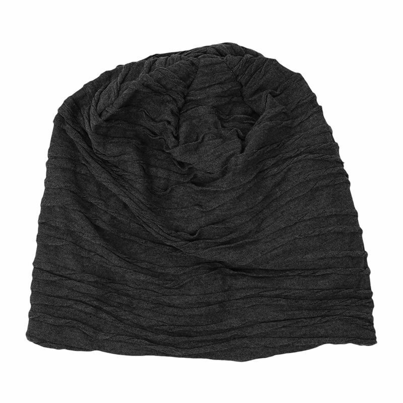 Long woolen hat with stripes (Gray) R1V4