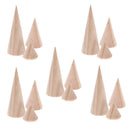 15pcs Natural Wood Cone Shape Ring Holder Display DIY Crafts Rack 3 Size