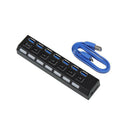 Multi Charger Hub +High Speed Adapter ON/OFF Switch Laptop/PC 7-Port USB 3 UWA