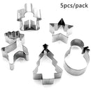 5Pcs/set Christmas Cookie Cutter Stainless Steel Cut Candy Mold Cooking Tool Ew