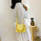 Candy Color PU Leather Crossbody Bags Women Chain Shoulder Totes (Yellow) A