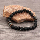 Volcanic Lava Stone Bracelet Elastic String Beads Bangle Jewelry (Style 2) A