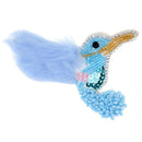 Fashion Blue Bird Bead Rhinestone Patch Applique Badge DIY Clothing Decor