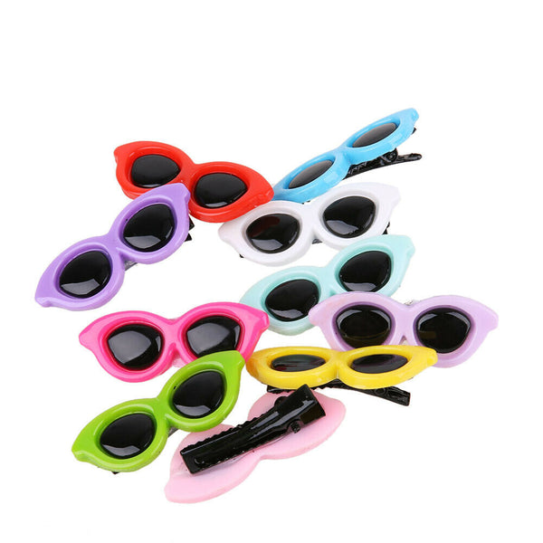 10pcs/Set Plastic Pet Sunglasses Hairpin Headdress Dog Hair Clip Pets Head #gib