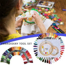 Embroidery Kit More Colors Thread 5 Bamboo Hoops Bag Aida Cloth 2 Tools Set H3L7