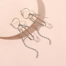 Women Crystal Pin Tassels Cross Drop Dangle Earrings Statement Fashion JewelFT
