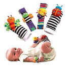 4 Pcs New Baby Infant Foot Socks Rattles Wrist Rattles Multicolor BX