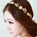 Korean Leaf Flower Headband Beauty Golden Alloy Hair Band Women Jewelry A