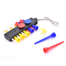 Golf Tee Holder Carrier With 12 Plastic Tees With 3 Ball Markers + Keychain  JR