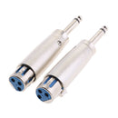 2PCS 6.35mm 1/4" Male Jack Socket To 3 Pin XLR Female Plug Amp Mic Adapter