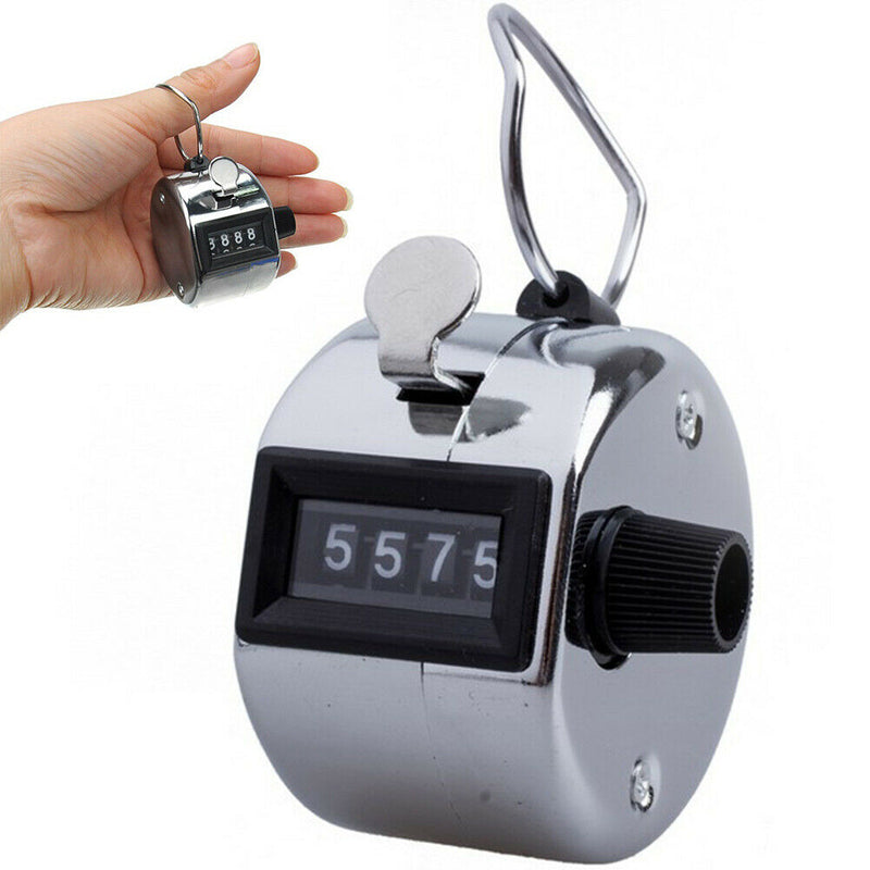 Portable Handheld 4 Digit Manual Counting Metal Counter Answer Counter New
