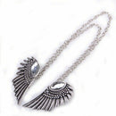 Angel Wings Dangle Chain Collar Tip Brooch with Crystal Rhinestones C6W2