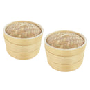 2X Chinese Handmade Natural Bamboo Steamer Basket