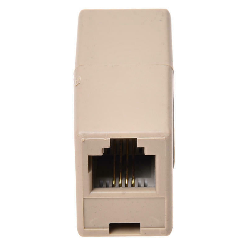 6P4C RJ11 Female/Female Coupler of Phone Cord Adapter Beige N2G1