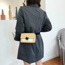 Fashion Messenger Bag Women Leather Metal Buckle Shoulder Handbag (Yellow) A
