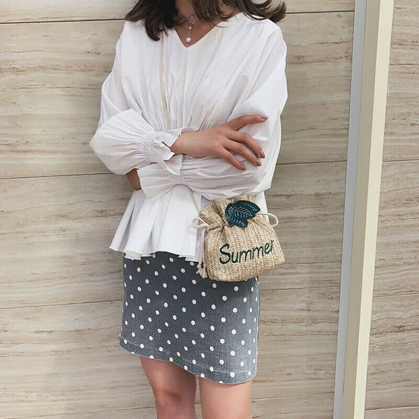 5X(Summer Beach Women'S Woven Bag Handmade Shoulder Bag Rattan Tote Purse  Y3D5)