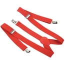 Women Men Clip-on Adjustable Pants Elastic Y Back Suspender Braces - Red M9L8
