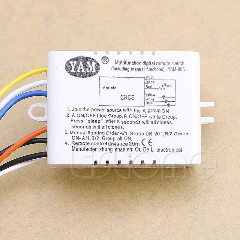 220V Wireless 3 Ways ON/OFF Lamp Remote Control Switch Receiver Transmitter