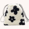Women Plush Shoulder Crossbody Bag Mini Drawstring Clutch (Flower Printed)
