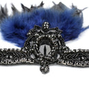Feather Headband with Blinking Crystals for Teens Adults Wemen Navy Blue