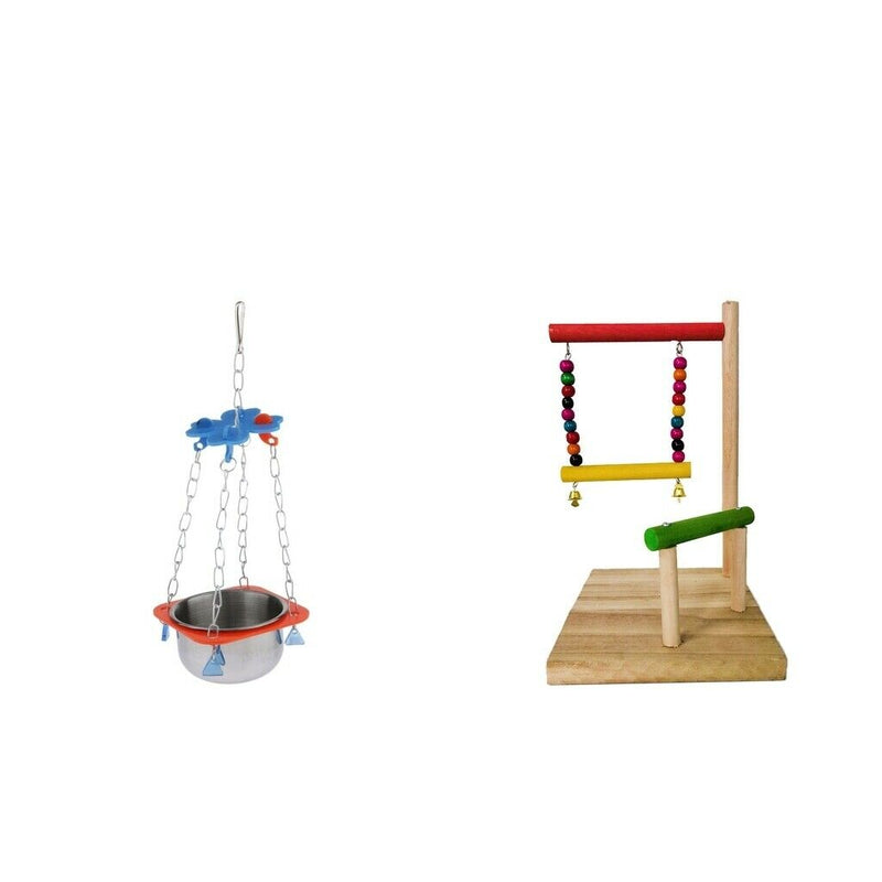 Set Of 2/2pcs Parrots Wooden Perch W/ Cage Water