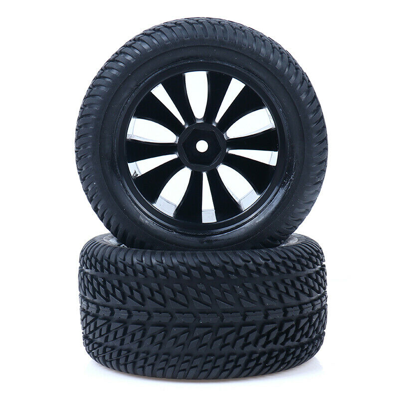 2x/set Rubber Pneus Racing Car Tyre Tires & Plastic Hubs Wheel RimsJR