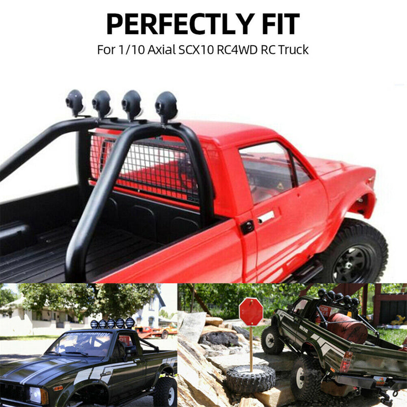 Metal Roll Cage Bucket with 6 LED Lights for 1/10 RC Rock Track Car Axial