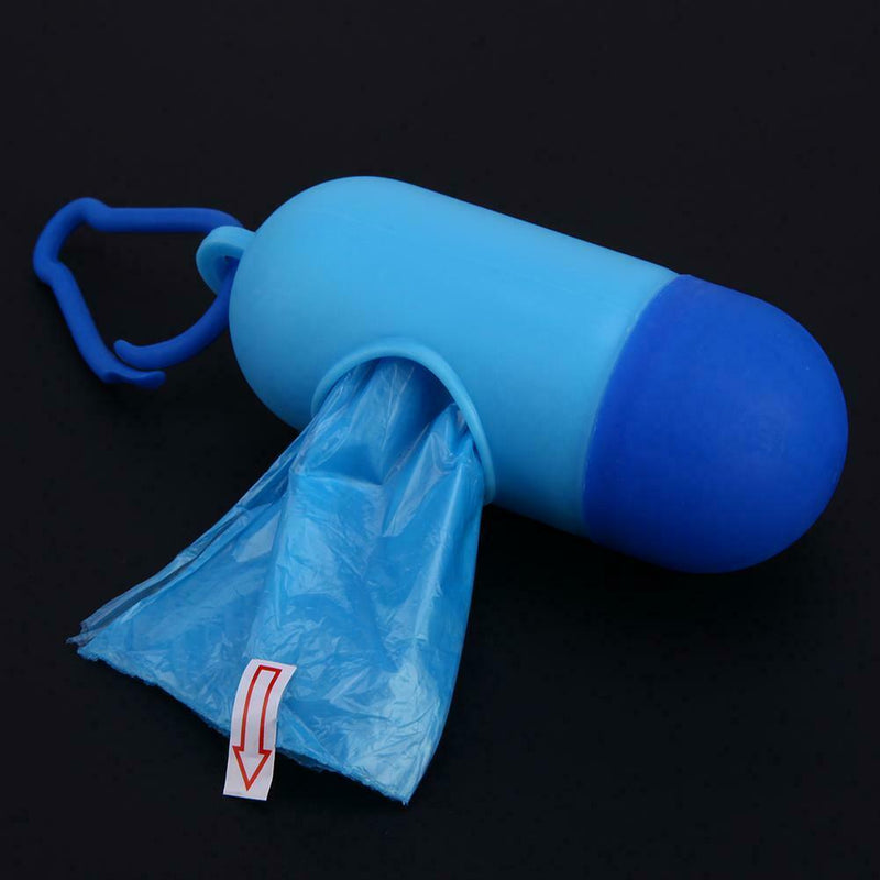 Pet Dog Garbage Clean up Bags Holder Dispenser + Poop Bags Set(Blue)