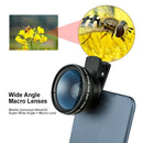 Wide Angle Macro Lens Mobile Phone Clip 37MM 0.45X 49UV + T2- In-1 Phone Lenses