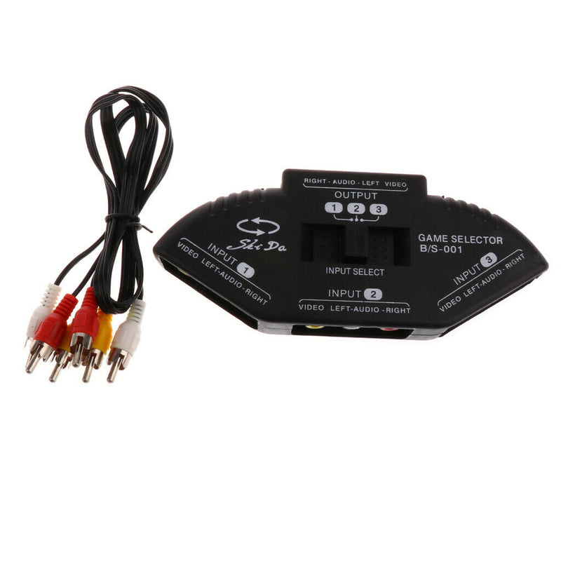 Audio Video AV Switch Switcher Splitter & RCA Cable, 3 Ports Video Game Selector