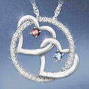 Double Heart Pendant Necklace Crystal Rhinestone Fashion Jewelry Girl Women A6E6