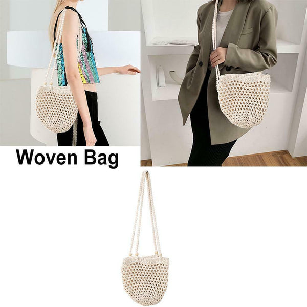 Women Crossbody Bag Woven Bucket Mobile Coin Purse Messenger Oval Shoulder Bags