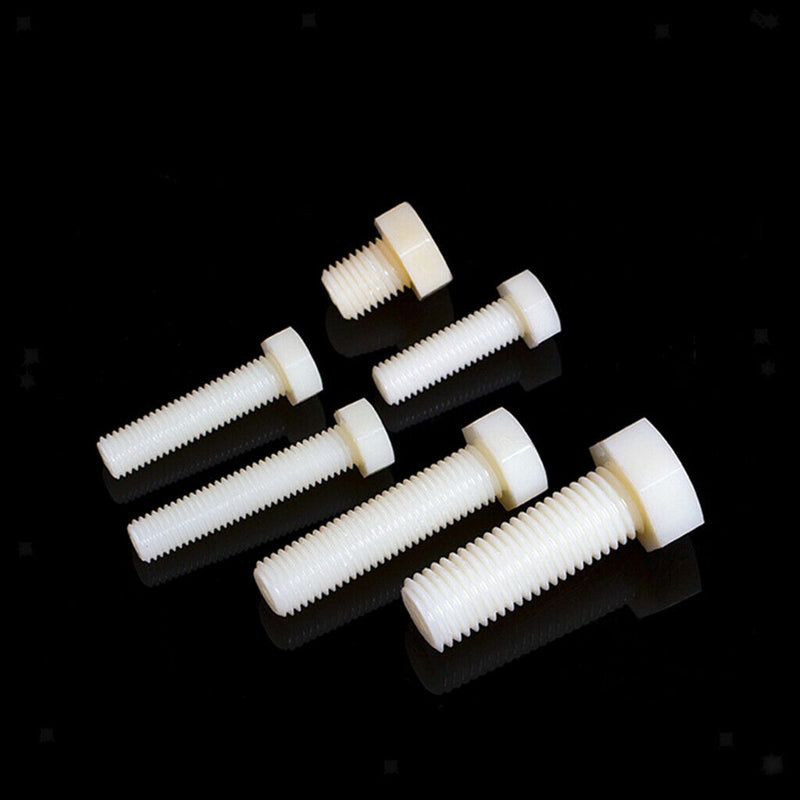 50pcs M5x25mm Plastic Screws Head Cap Hex Bolts Hexagonal Screws White