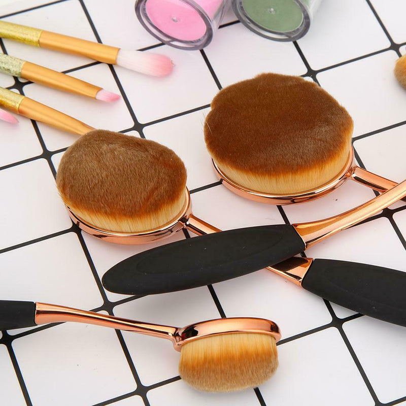10pcs/Set Pro Toothbrush Shape Oval Makeup Brush Foundation Powder Pens Kit