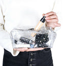 Transparent PVC Cosmetic Bag Waterproof Clutch Women Makeup Pouch (White) A