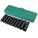 10Pcs 8-24Mm 1/2 inch Drive Deep Impact Socket Set Heavy Metric Garage Tool