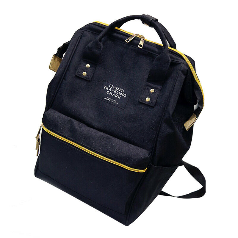 Men Women Backpack Large Capacity Oxford cloth Schoolbag black Q5V2
