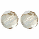 Glass Loose Beads Round Champagne Transparent Faceted 30 PCs High Quality D T9N2