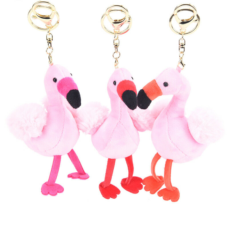 New Fluffy Flamingo Pendant Key Chains Plush Car Bag Key chain  Kw