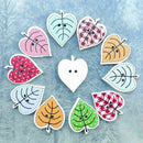 Color Random Leaf Shape 2 Holes Wooden Buttons for Sewing Crafting Pack of