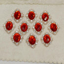 20pcs Red&Rose Red Crystal Rhinestone Button Flatback Costume Decor 25x30mm