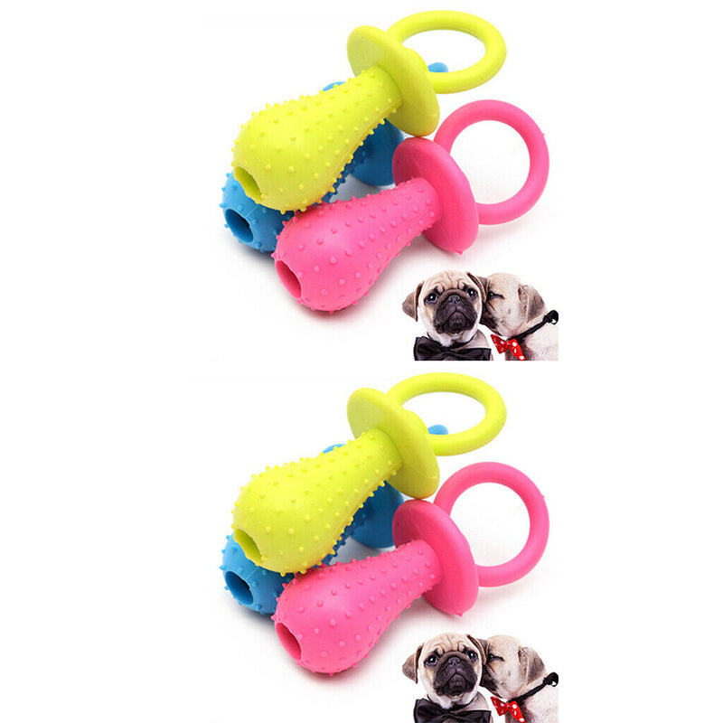 6Pcs Rubber Pacifier for Pet Toys Dog Cat Puppy Chew Toys with Bell Sound Inside
