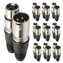 10Pair XLR 3Pin Female MIC Jack Plug Audio Microphone Cable Connector Black