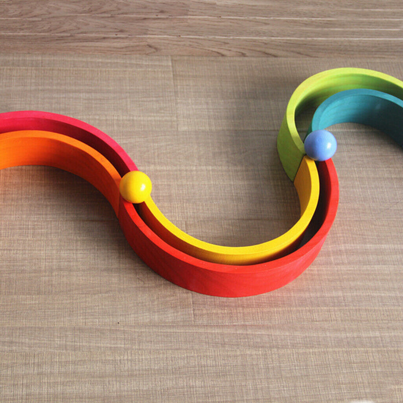 6 Pieces Wooden Rainbow Balls Set Blocks Accessories For Kids Toddlers DIY