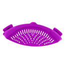 Kitchen Silicone Food Strainer Veggies Fruits Colander for Pots Pans Purple